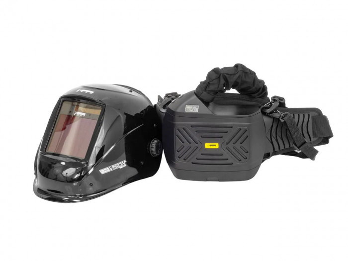 Маска сварщика КЕДР (СОБРАННАЯ) "К-704Т PRO" с ТУРБОБЛОКОМ черная